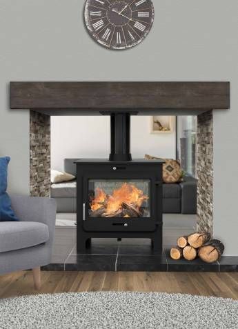 Marble fireplace with double sided multi fuel stove insert