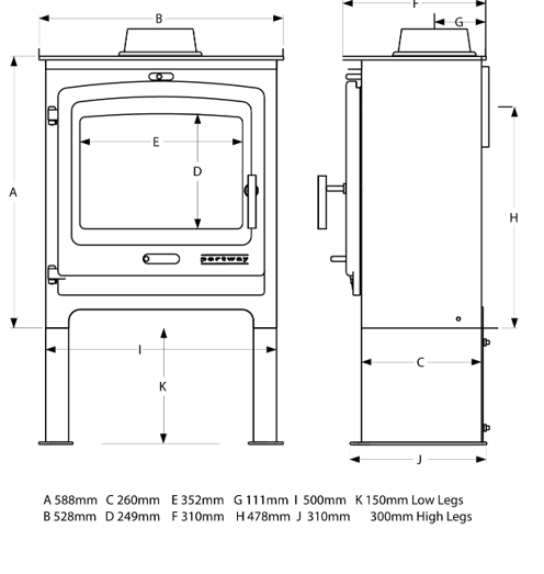 Portway P2 Contemporary High Multifuel Stove - Image 3
