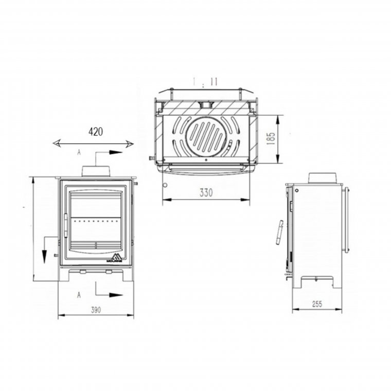 5 Portrait stove dimensions diagram